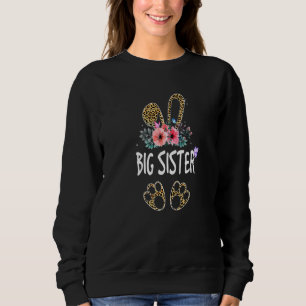 Sweatshirt Mignonnes filles Fleur Léopard Big Soeur Bunny E