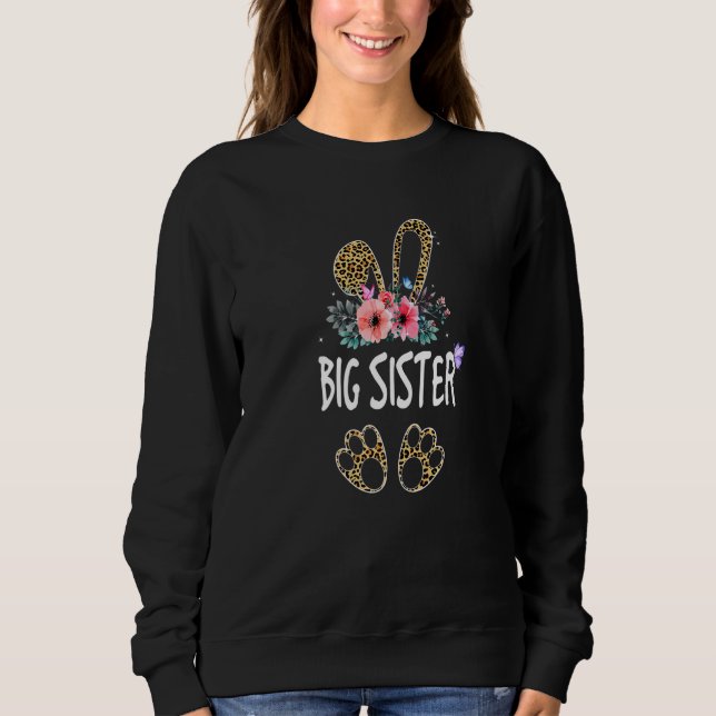 Sweatshirt Mignonnes filles Fleur Léopard Big Soeur Bunny E (Devant)