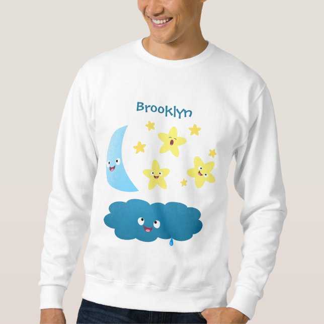 Sweatshirt Mignons étoiles chantant, lune et bande dessinée d (Devant)