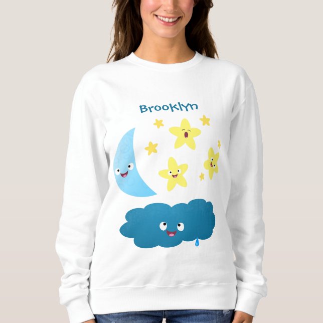 Sweatshirt Mignons étoiles chantant, lune et bande dessinée d (Devant)