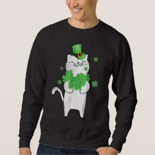 Sweatshirt Mignons Shamrocks Amoureux de les chats Jour de la