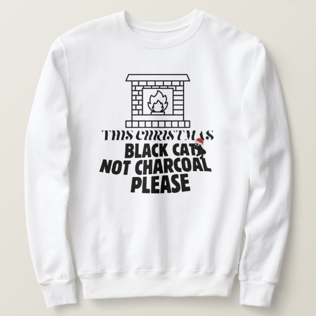 Sweatshirt Mikitiez drôle chat noir x'mas charbon de bois pèr (Design devant)