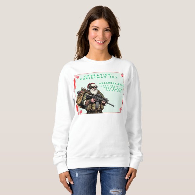 Sweatshirt Militaire amusant/Père Noël de Noël (Devant entier)