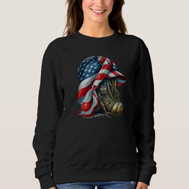 Sweatshirt Military Veteran Patriotic American Flag  10 (Devant)