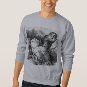 Sweatshirt Milou - gravure du bois vintage de hiboux à corne