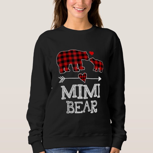 Sweatshirt Mimi Bear Christmas Pajama Red Plaid Buffalo Famil (Devant)
