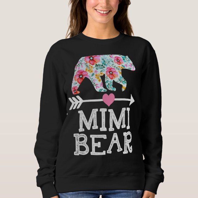 Sweatshirt Mimi Bear Maman Grand-mère Floral Bonne Fête des M (Devant)
