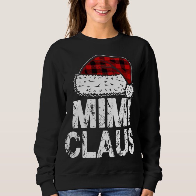 Sweatshirt Mimi Claus Santa Hat Red Buffalo Plaid Christmas P (Devant)