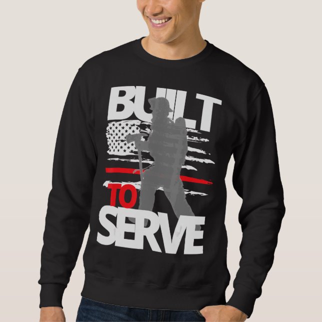 Sweatshirt Mince Red Line Firefighter Ax Construite Pour Serv (Devant)