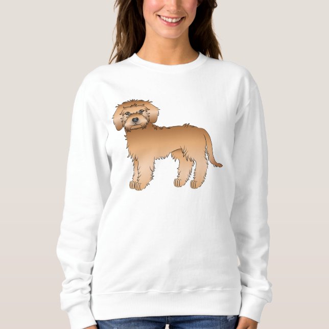 Sweatshirt Mini Goldendoodle abricot Chien de dessin animé mi (Devant)