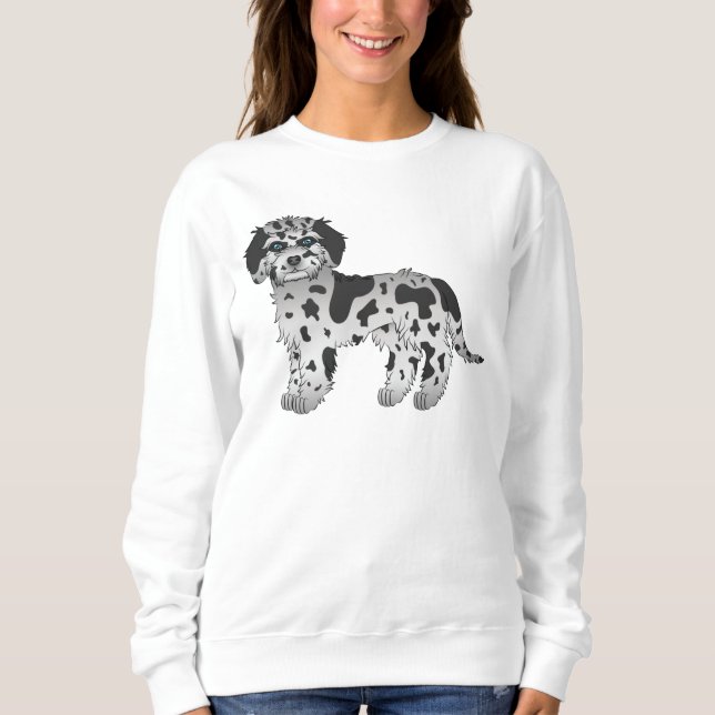 Sweatshirt Mini Goldendoodle Merle Bleu Chien de Dessin Animé (Devant)