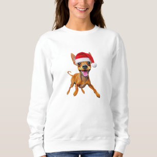 Sweatshirt Miniature Pinscher Chapeau de Père Noël Noël Chien