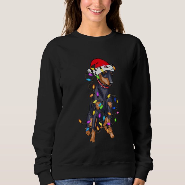 Sweatshirt Miniature Pinscher Chien Décor clair Chien de Noël (Devant)