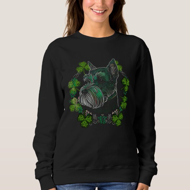 Sweatshirt Miniature Schnauzer Dog Mandala Irish Shamrock St  (Devant)