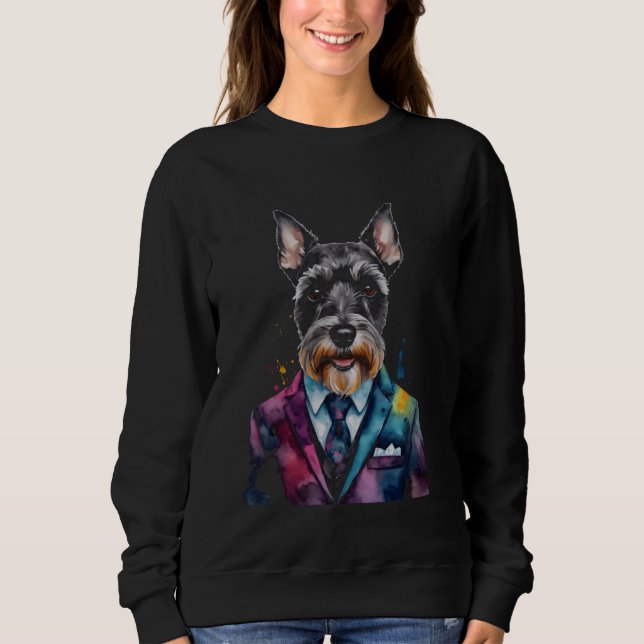 Sweatshirt Miniature Schnauzer Suit Mini Chien Funny Imprimer (Devant)
