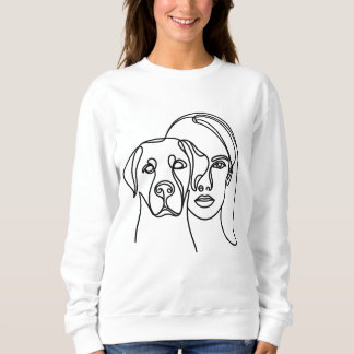 Sweatshirt Minimal Dog Mom Line Art Portrait