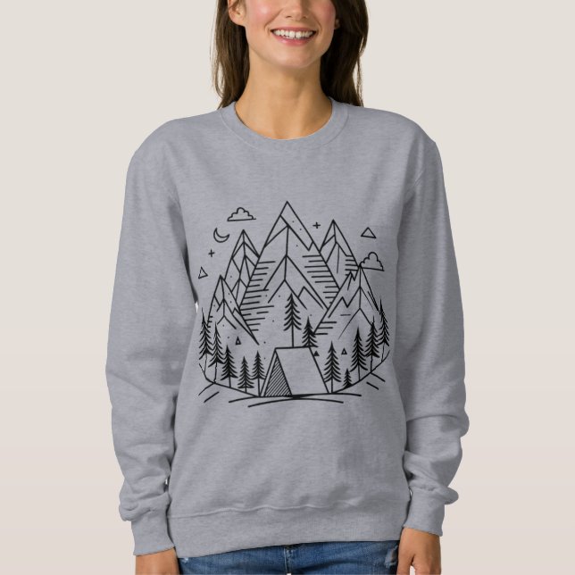 Sweatshirt Minimalistic Mountains Camping (Devant)