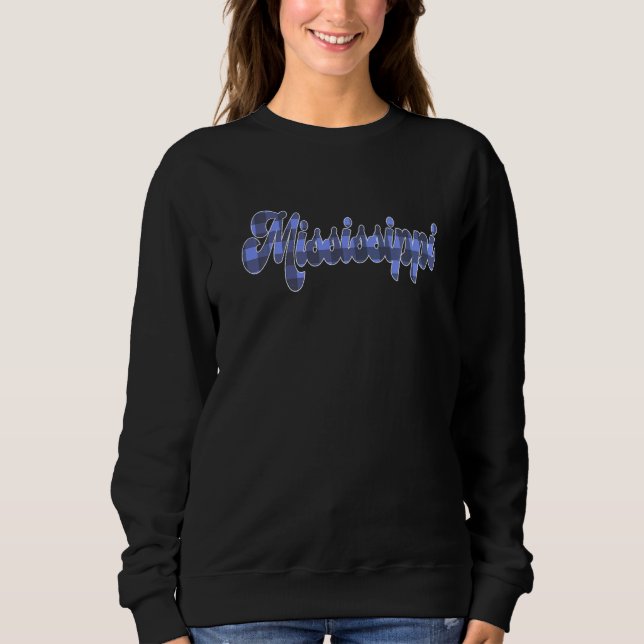 Sweatshirt Mississippi MS Plaid Script Texte Fierté pour femm (Devant)