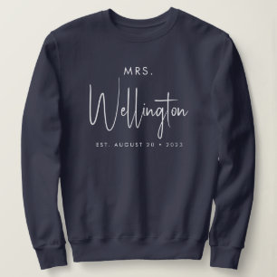 Sweatshirt Mme Black Script Nom personnalisé Mariage Sueur ma