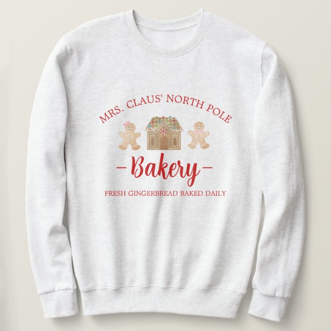 Sweatshirt Mme Claus Pôle Nord Boulangerie de pain d'épices N (Design devant)