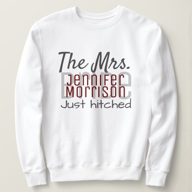 Sweatshirt Mme Newlysée Vêtements Mariages modernes Maroon (Design devant)