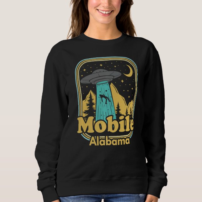 Sweatshirt Mobile Alabama Ufo Alien Hunter Ironique 80s State (Devant)