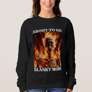Sweatshirt Mode blanc Drôle Cringe Dur Skeleton Mème Flames
