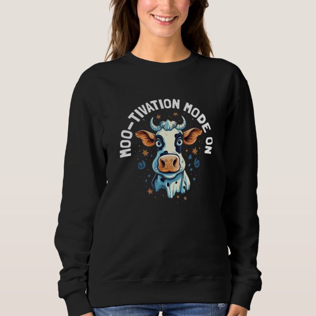 Sweatshirt Mode de motivation Moo mignon activé  Génisse Vach (Devant)