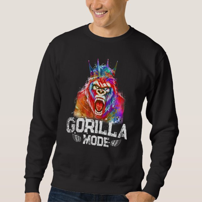 Sweatshirt Mode Gorilla King Beast Entraînement Gym Motivatio (Devant)