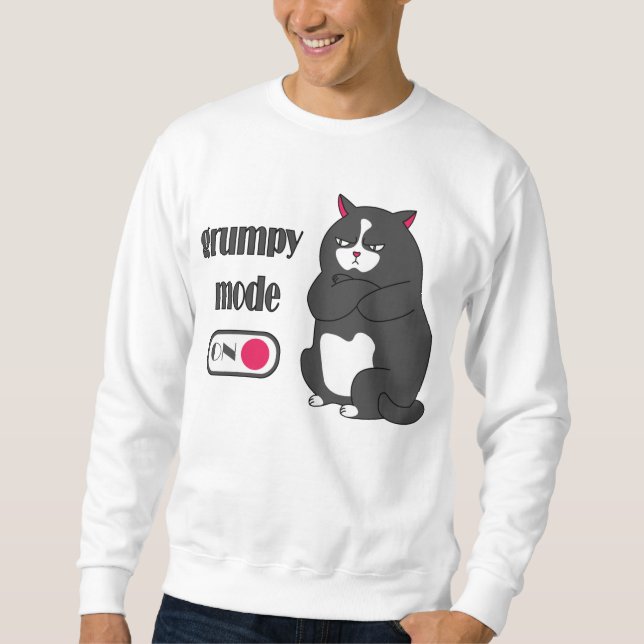 Sweatshirt Mode grumeux sur drôle de gros chat (Devant)