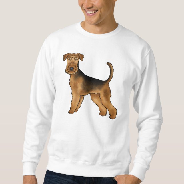 Sweatshirt Modèle de chien Térrier d'Airedale mignon au bord  (Devant)