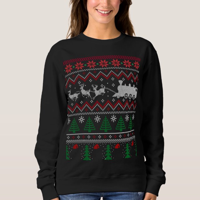 Sweatshirt Modèle Locomotive Train laide de Noël doux (Devant)