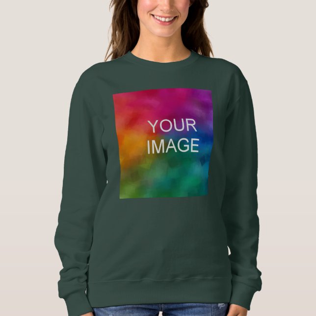Sweatshirt Modern Front Print Womens Deep Forest Green (Devant)