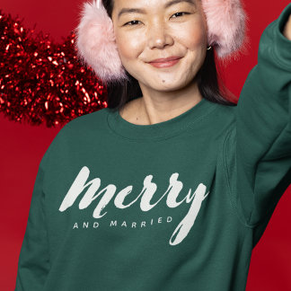 Sweatshirt Modern Minimalist Merry and Married Script Custom