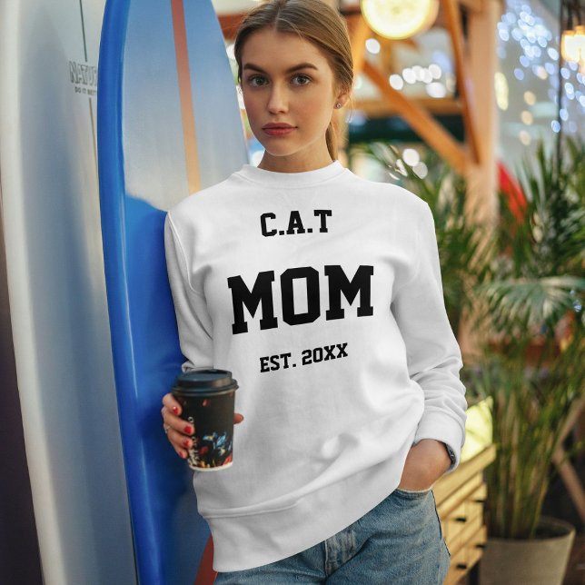 Sweatshirt Modern Pet Cat Lover Minimalist Cute White Custom (Créateur téléchargé)