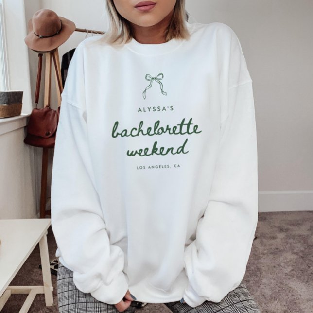 Sweatshirt Modern Script Green Coquette Bachelorette Weekend (Créateur téléchargé)