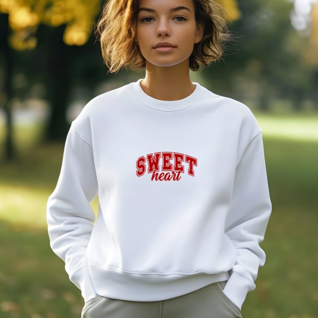 Sweatshirt Moderne Blanc Sweet Heart Print Femme (Modern White Sweet Heart Print Woman Sweatshirt)