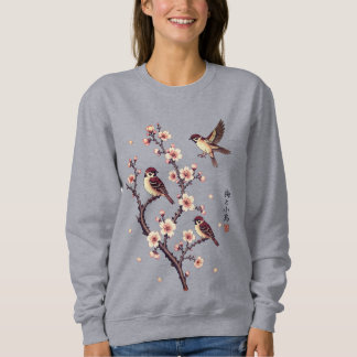 Sweatshirt Moineaux printaniers sur une branche en fleurs