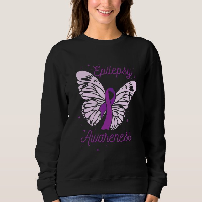 Sweatshirt Mois de sensibilisation à l'épilepsie Purple Ribbo (Devant)
