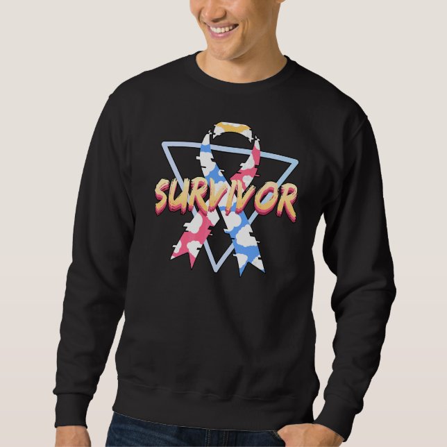 Sweatshirt Mois De Sensibilisation Cdh Survivant Vaporwave Es (Devant)