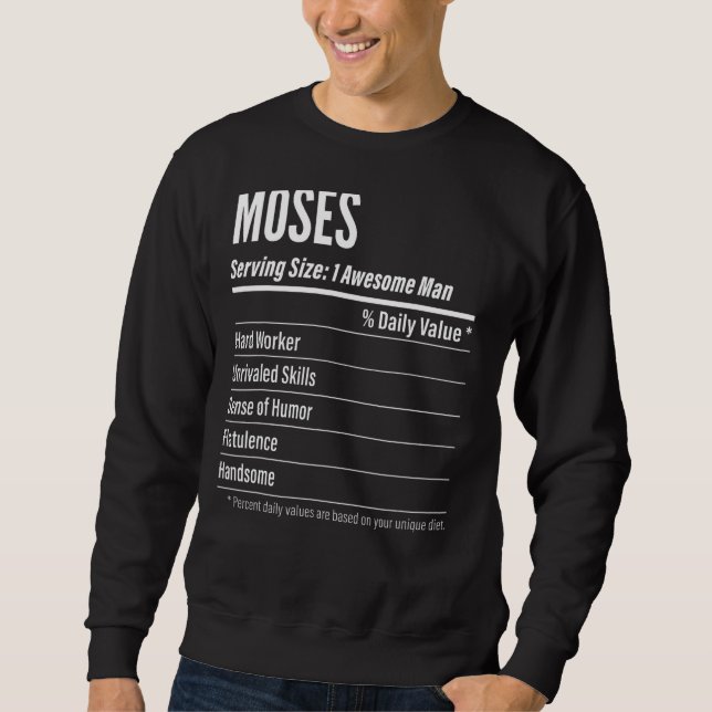 Sweatshirt Moïse Taille du service Nutrition Étiquette Calori (Devant)
