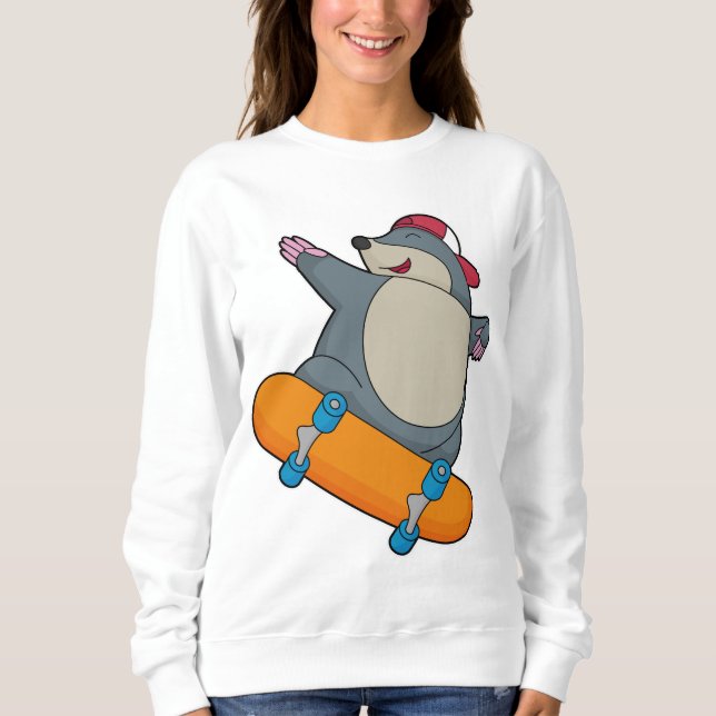 Sweatshirt Mole en skate avec skateboard (Devant)