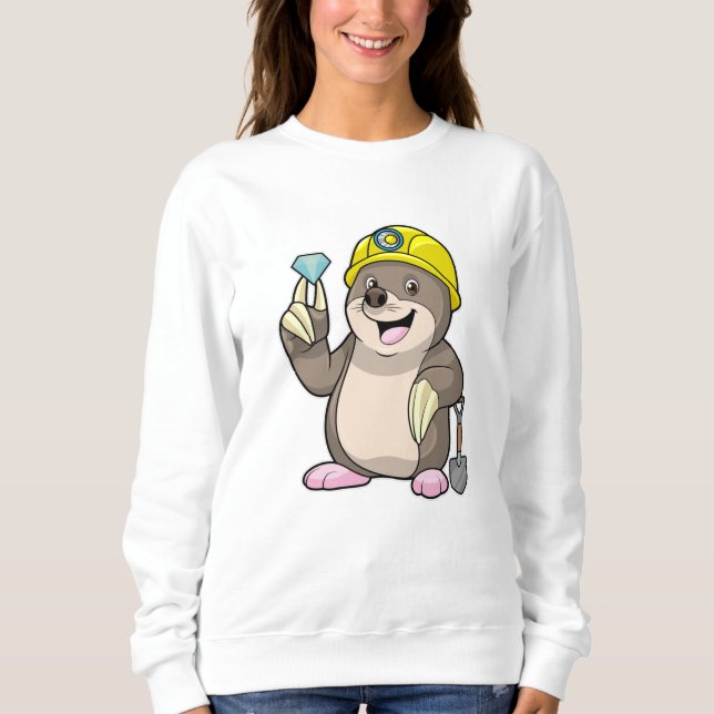 Sweatshirt Mole en tant que mineur avec lunette et diamant (Devant)