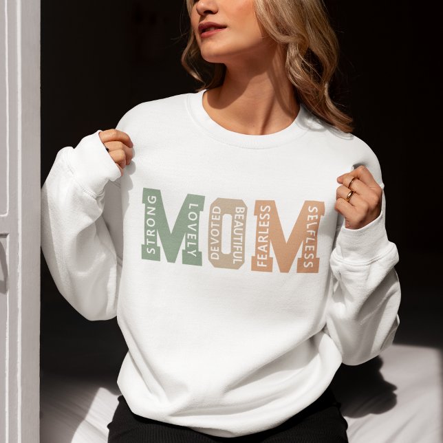 Sweatshirt MOM – Strong, Lovely, Devoted, Beautiful – Mom (Créateur téléchargé)