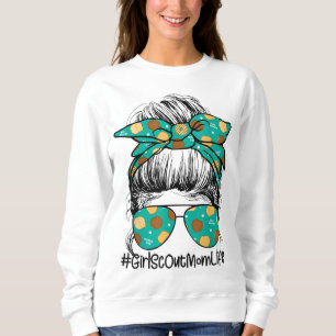 Sweatshirt Momlife Messy Bun Scout Pour Filles Cookie Maman