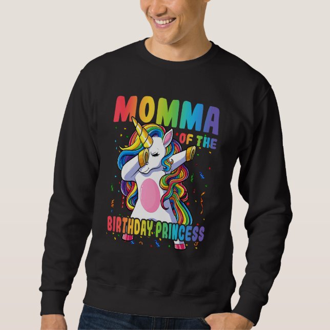 Sweatshirt Momma De L'Anniversaire Princesse Dabbing Unicorn  (Devant)