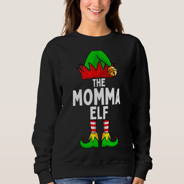 Sweatshirt Momma Elf Correspondante Famille Femmes de Noël (Devant)