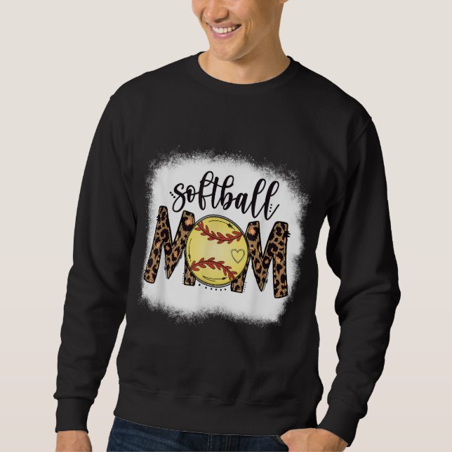 Sweatshirt Moms Softball Leopard Bleached féminine Softball M (Devant)