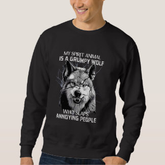 Sweatshirt Mon Animal D'Esprit Est Un Loup Grumpy Qui Bats An