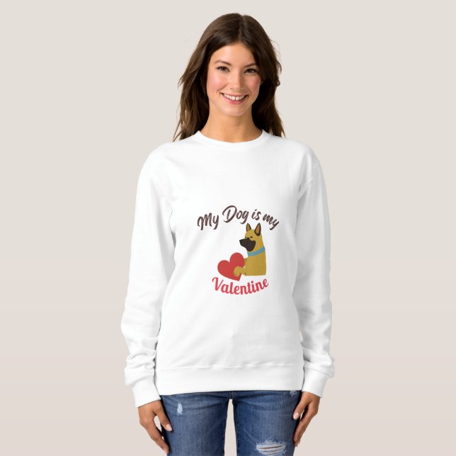 Sweatshirt Mon chien est mon Saint-Valentin – Illustration d' (Devant entier)